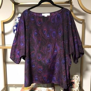 Michael Kors Peacock Blouse Tie on Side Large